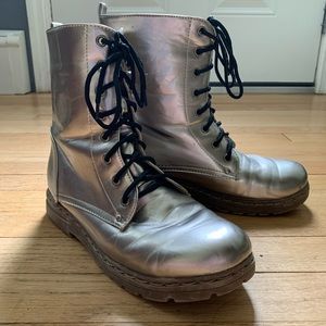 Silver Combat Boots